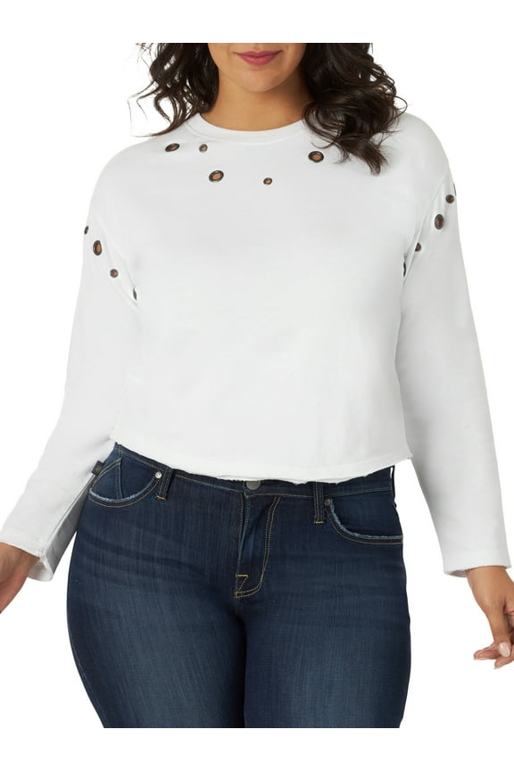 Womens Grommet Crew Neck Sweatshirt
