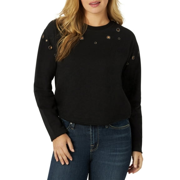 Rock & Republic Womens Grommet Crew Neck Sweatshirt