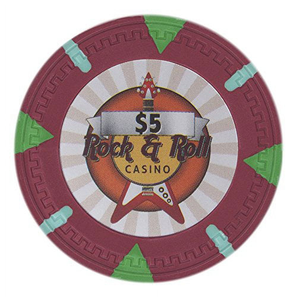 Rock & Roll 13.5g Poker Chips, $5 Heavy Weight Clay Composite, 50-pack