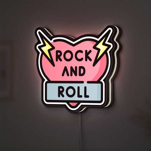 Rock & Roll 3D Novelty Light Box, Vibrant Music Room and Stage Decor, Ideal for Music Lovers and Rock Fans (Height 12 inch, 30cm)