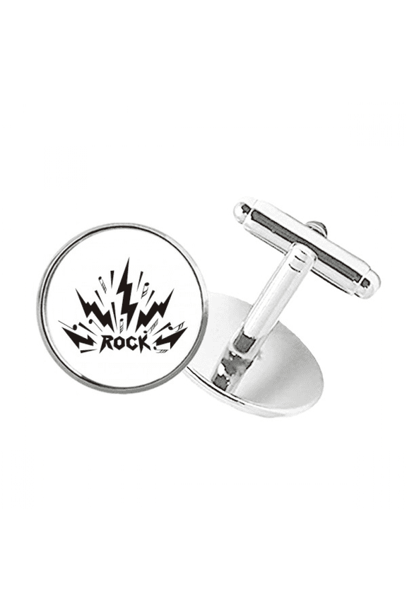 Rock Roll Bursts Diffuse Notes Round Button Cuff Clip Stud Cufflinks