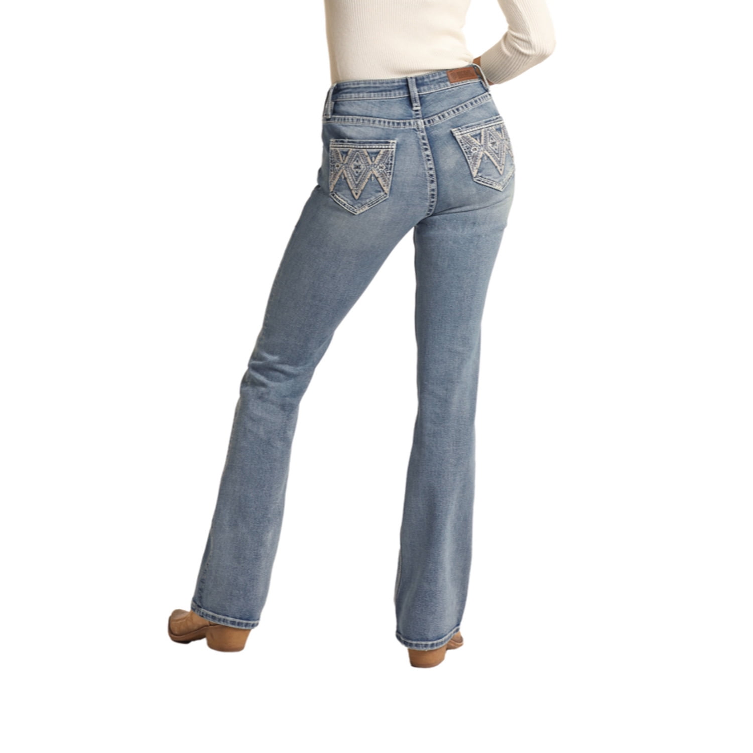 Rock Roll Cowgirl® Pleather Stitching Bootcut Jeans