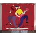 thumbnail image 1 of Rock and Roll Curtains 2 Panels Set, Entertaining Silhouettes of Guitarist and Vocal Performing on Stage, Window Drapes for Living Room Bedroom, 108"W X 84"L,Ruby and Multicolor, by Ambesonne, 1 of 3