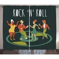 thumbnail image 1 of Rock and Roll Curtains 2 Panels Set, Illustration of People Dancing at a Hipster Themed Party, Window Drapes for Living Room Bedroom, 108"W X 108"L,Dark Reseda Green Multicolor, by Ambesonne, 1 of 3