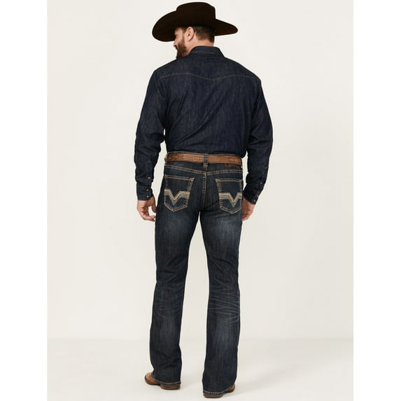 Rock & Roll Denim Men's And Dark Wash Double Barrel Reflex Bootcut Stretch Jeans Dark Wash 34W x 32L US