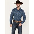 thumbnail image 1 of Rock & Roll Denim Men's And Paisley Print Long Sleeve Pearl Snap Stretch Western Blue Medium, 1 of 4