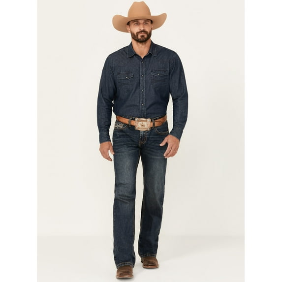 Rock & Roll Denim Men's And Pistol Dark Wash Straight Reflex Stretch Jeans Dark Wash 30W x 30L US