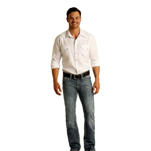 Rock Roll Denim Men's Pistol Boot Cut Medium Wash Jeans M0P2602
