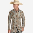 thumbnail image 1 of Rock & Roll Denim Men's And Serape Striped Print Long Sleeve Pearl Snap Brown, 1 of 2