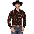 thumbnail image 1 of Rock & Roll Denim Men's And Southwestern Print Stretch Long Sleeve Snap Black Small, 1 of 4