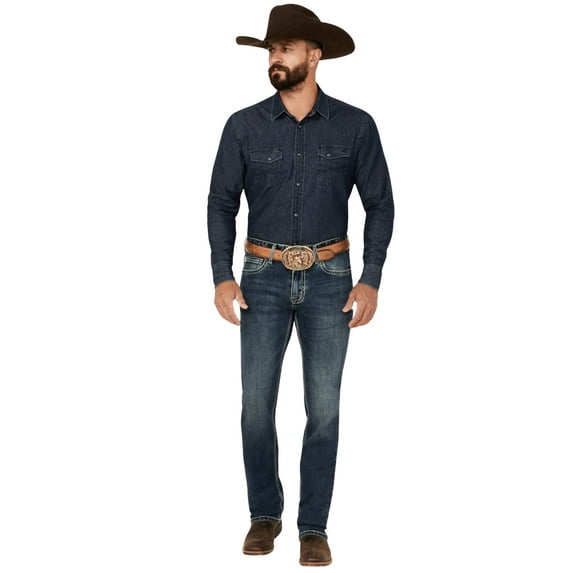 Rock & Roll Denim Men's Hooey By And Revolver Dark Vintage Wash Slim Straight Reflex Dark Medium Wash 29W x 32L US