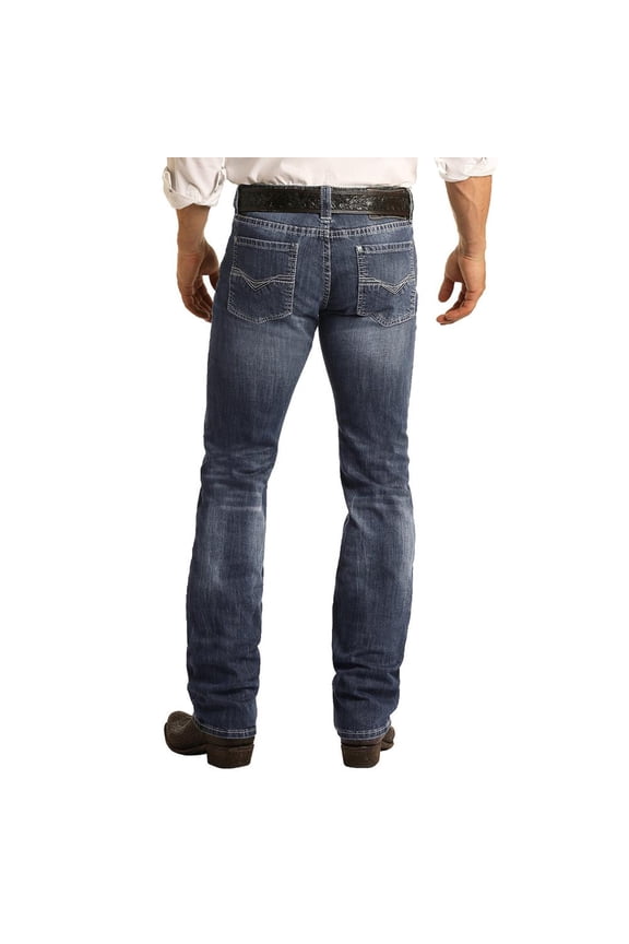 Rock & Roll Denim Mens Reflex Revolver Straight Leg Jeans 40W x 38L Dark Vintage