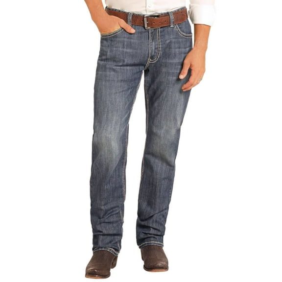 Rock & Roll Denim Mens Relaxed Fit Small V Stackable Bootcut Jeans (32x30)