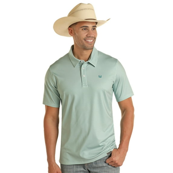 Rock & Roll Ditzy Geo Print Turquoise - Mens Polo - Tm51T03515