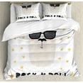 thumbnail image 1 of Rock and Roll Duvet Cover Set, Cool and Funny Llama Portrait with Sunglasses, Decorative 3 Piece Bedding Set with 2 Pillow Shams, Calking Size, Mauve Taupe Blush, by Ambesonne, 1 of 3