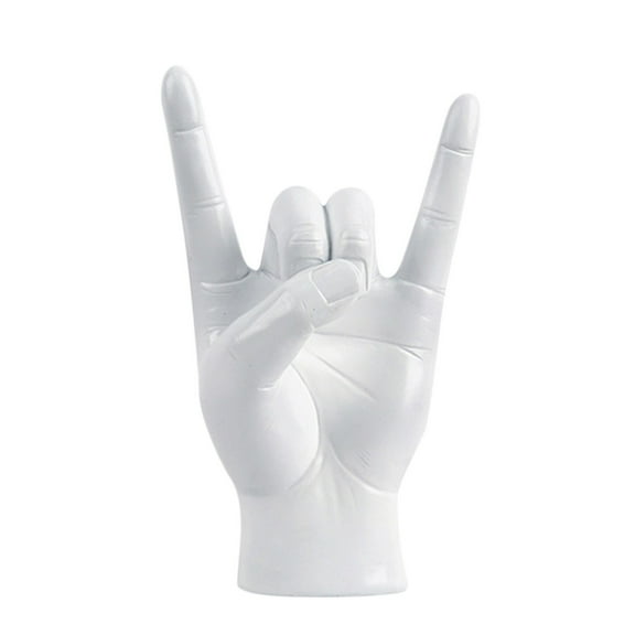 Rock and Roll Hand Sign Desk Statue,I Love You Sign Bedroom Decoration,Hand Gesture Sculpture Peace Sign Resin Decor,for Coquette Decor Desktop Centerpieces 1lb 8in