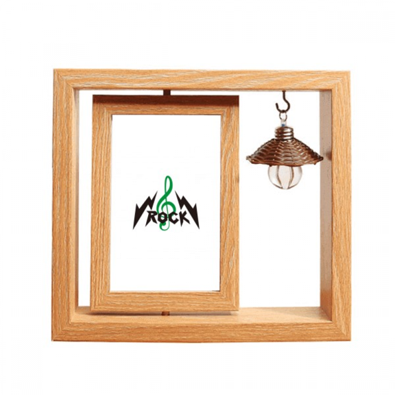 Rock Roll High Notes Intense Wooden Rotating Picture Photo Frame 4x6