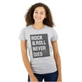 thumbnail image 1 of Rock N Roll Never Dies Metal Hardcore Womens Fitted Plus Size Graphic Tee Brisco Brands 2X, 1 of 5