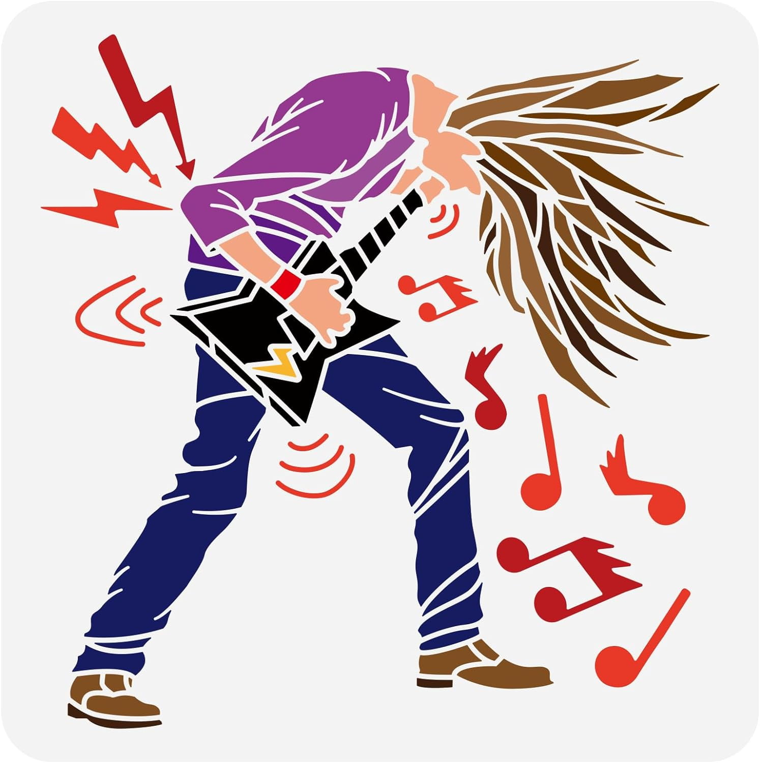 Rock and Roll Painting Stencil 11.8x11.8 inch Large Rocker Stencil ...