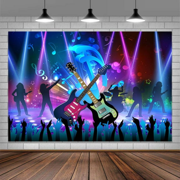 Rock and Roll Party Decorations Backdrop Music Party Decoration Photograph Backdrop Rock Music Theme Birthday Music Festival Concert Background Photography studio Props 6X4FT