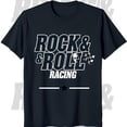 thumbnail image 1 of Rock & Roll Racing Black T-Shirt with Checkered Graphic & Star Design, 1 of 5
