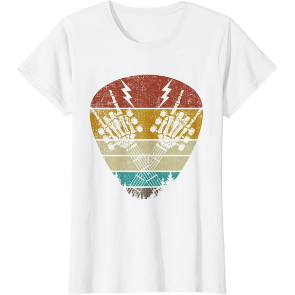 Rock & Roll Skeleton Hand Rock On Guitar Tee Lets Rock T-Shirt