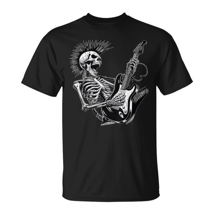 Rock And Roll Skeleton Playing Guitar T-Shirt, Vintage Music Lover Tee ...