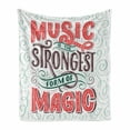 thumbnail image 1 of Rock and Roll Soft Flannel Fleece Throw Blanket, Music is the Strongest Form of Magic Retro, Cozy Plush for Indoor and Outdoor Use, 70" x 90", White Multicolor, by Ambesonne, 1 of 5