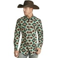 thumbnail image 1 of Rock & Roll Teal Snap Aztec Woven Print - Mens Shirt  - Rrmsosr098, 1 of 1