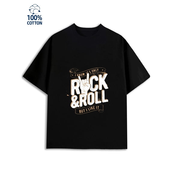 Rock & Roll Tee for men music 180G 100% Cotton black digital guitar Original Unisex Shirt Crewneck tshirts Funny Unisex Shirt Cotton tshirts Vintage Unisex Shirt Graphic tshirts