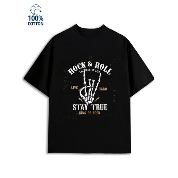 Rock & Roll Tee men music 180G 100% Cotton black guitar digital Casual Unisex Shirt Graphic Tee tshirts Vintage Unisex Shirt Short Sleeve tshirts Funny Unisex Shirt Graphic tshirts