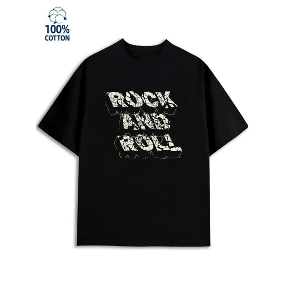 Rock Roll Tee men's music 180G 100% Cotton black country regular fit Trendy Unisex Shirt Graphic Tee tshirts Casual Unisex Shirt Cotton tshirts Retro Unisex Shirt Graphic Tee tshirts