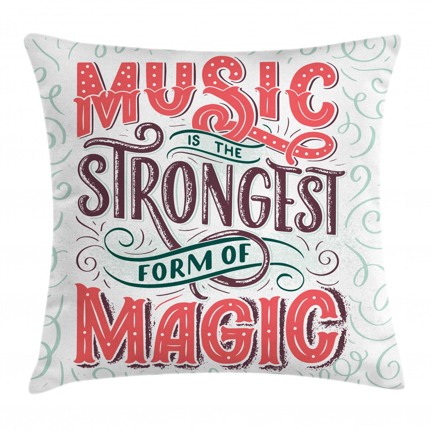 Rock and Roll Throw Pillow Cushion Cover, Music is the Strongest Form