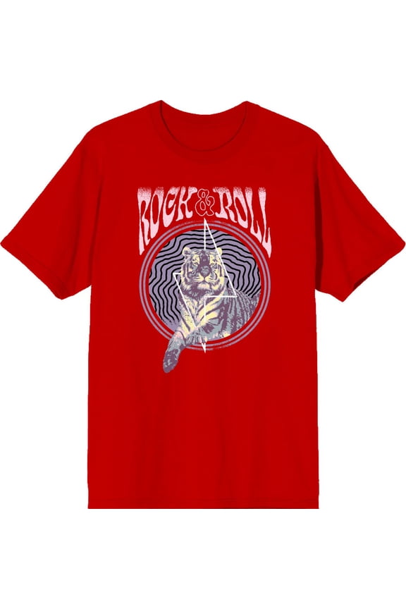 Rock & Roll Tiger Adult Red Crew Neck Short Sleeve Tee-XXL
