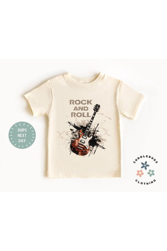 Rock And Roll Toddler Shirt - Music Lovers Guitar Shirt - I'M With The Band - Rock Band Member Kids Tee - Boy Girl Gift - Natural Kids Top, New Born, Baby Shower Gift, New Parents Gift