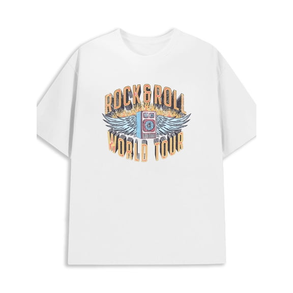 Rock & Roll Tour Tee 180G 100% Cotton 180G 100% Cotton for men pack 3xl plus size white Trendy Unisex Shirt Graphic tshirts Retro Unisex Shirt Graphic Tee tshirts new years gifts