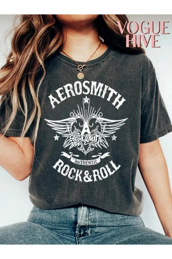 Rock & Roll Vintage Style Graphic T-Shirt, Band Logo Design,Oversize,230G , 100% Cotton