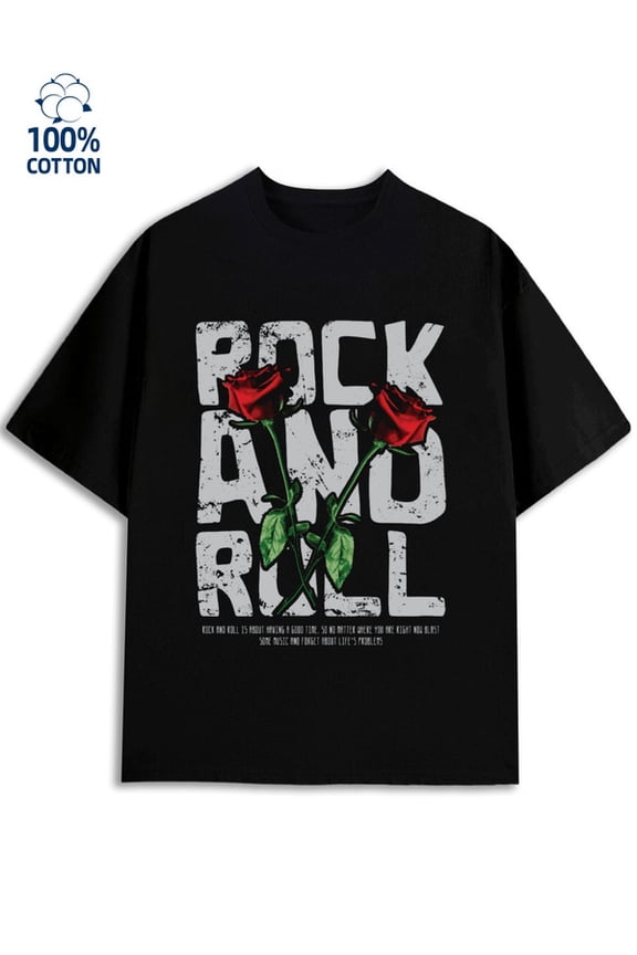 Rock Rose Tee men's rock black Refreshing and lightweight, perfect for summer sports and leisure wear funny joyful Fashion Unisex Shirt Graphic Tee tshirts