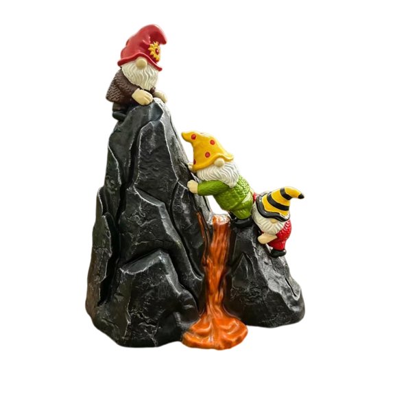 Resin Dwarf Decor Volcano Scene Figurine With Layered Texture, Shelf Accent for Desk Setup, Tabletop Display, Home Corner Feature