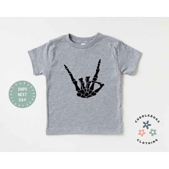 Rock On Skeleton Hand Kids Shirt - Punk Rock Kids - Goth Kids Tee - Band Member - Rock And Roll - Birthday Gift Boy - Grandson Gift -, New Born, Baby Shower Gift, New Parents Gift