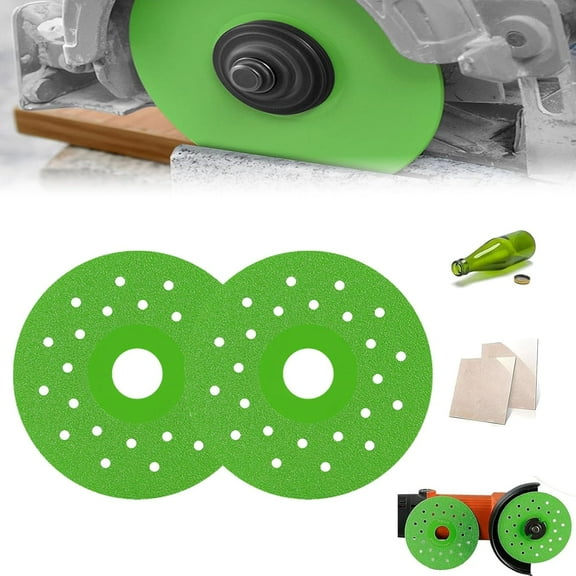 Rock Slab Flat Grinding Cutting Piece, Diamond Chamfered Saw Blades, 4 Inch Glass Cutting Disc 1mm Diamond Saw Blade for Angle Grinder, for Cutting and Grinding Tile and Marble (2PCS)