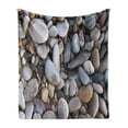 thumbnail image 1 of Rock Soft Flannel Fleece Throw Blanket, Pebbles by the Sea Coast Side Beach Smooth Feeling Different Sizes and Shapes, Cozy Plush for Indoor and Outdoor Use, 50" x 70", Multicolor, by Ambesonne, 1 of 5