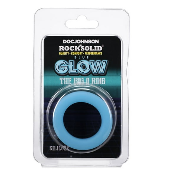 Doc Johnson Rock Solid The Big O Glow in the Dark Silicone Penis Ring, Blue