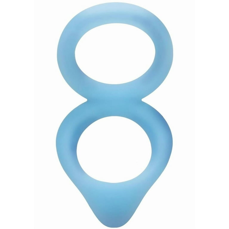 Doc Johnson Rock Solid Dual Enhancer Glow in the Dark Silicone Penis Ring,  Blue