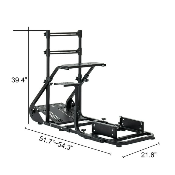 Rock-Solid Racing Cockpit for PC/PS5/Xbox: Heavy-Duty Steel Sim Seat Compatible with Fanatec, Thrustmaster, Logitech, Moza; Adjustable, Black PU Leather