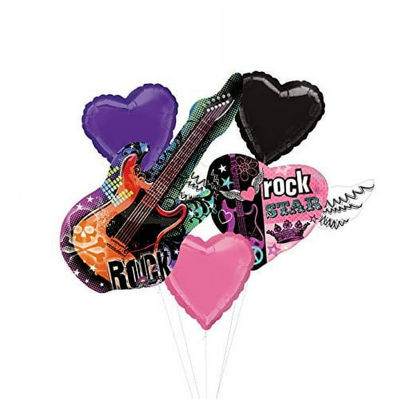 Rock Star Birthday Party Supplies Rocker Girl Guitar Balloon Bouquet Decorations