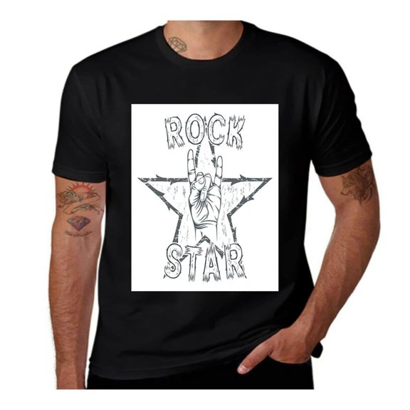 Rock Star Gesture-Popstar Party-White-Black- Casual Streetwea Everyday Tshirt Comfortable Wear tee shirt