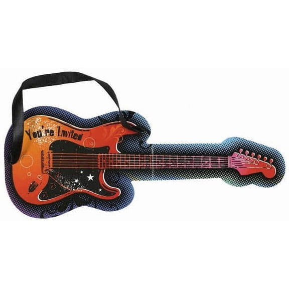 Various Rock Star Guitar Novelty Invitations, 8 Count