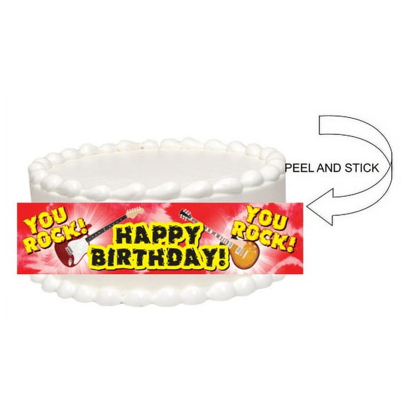 Rock Star Guitar Peel and Stick Edible Cake Decoration Image Wrap Ribbon