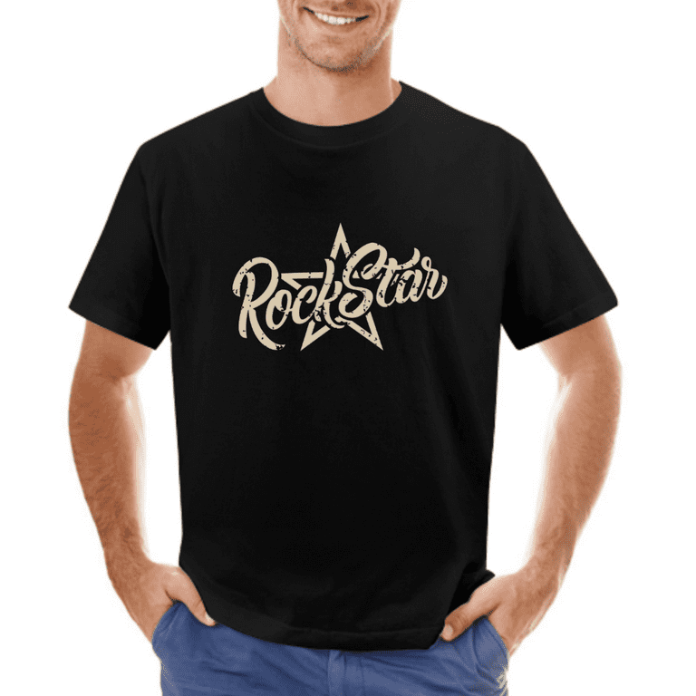 Rock Star Lettering T-Shirt Men's Music Band Graphic Tee